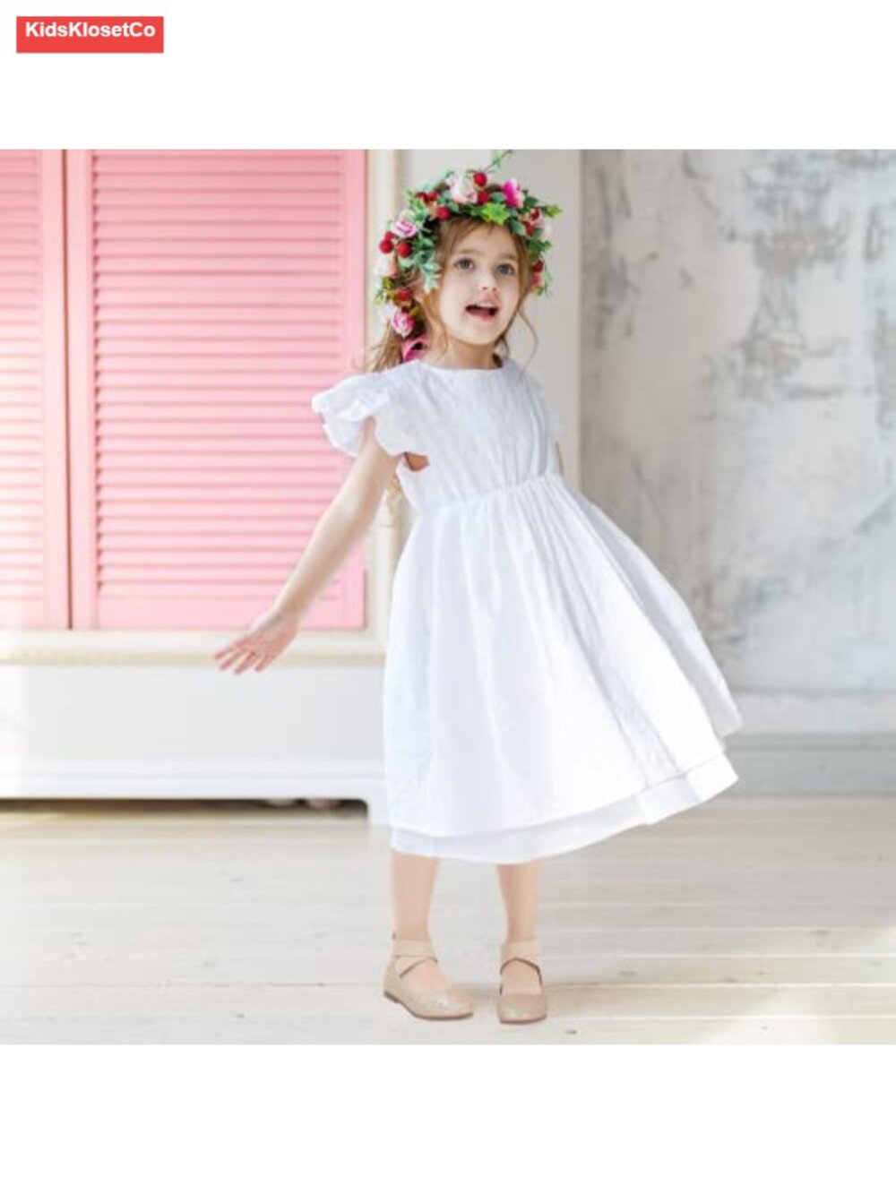 Girls Mary Jane Ballet Flats - Round Toe Elastic Cross Ankle Strap Dress Shoes - Picture 2 of 5
